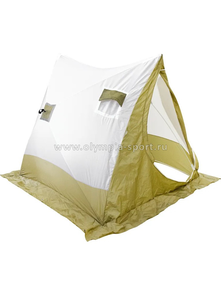 Палатка зимняя СЛЕДОПЫТ 2-скатная, Oxford 210D PU 1000, цв. оливковый/белый