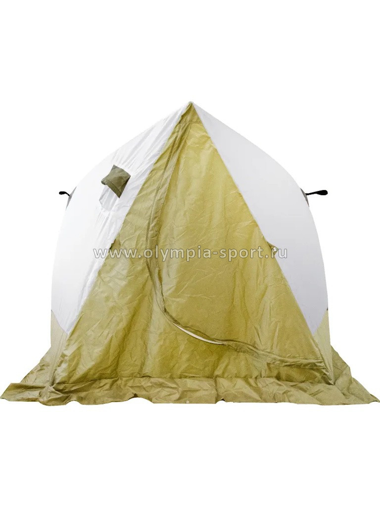 Палатка зимняя СЛЕДОПЫТ 2-скатная, Oxford 210D PU 1000, цв. оливковый/белый