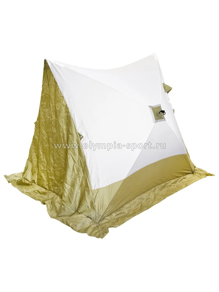 Палатка зимняя СЛЕДОПЫТ 2-скатная, Oxford 210D PU 1000, цв. оливковый/белый