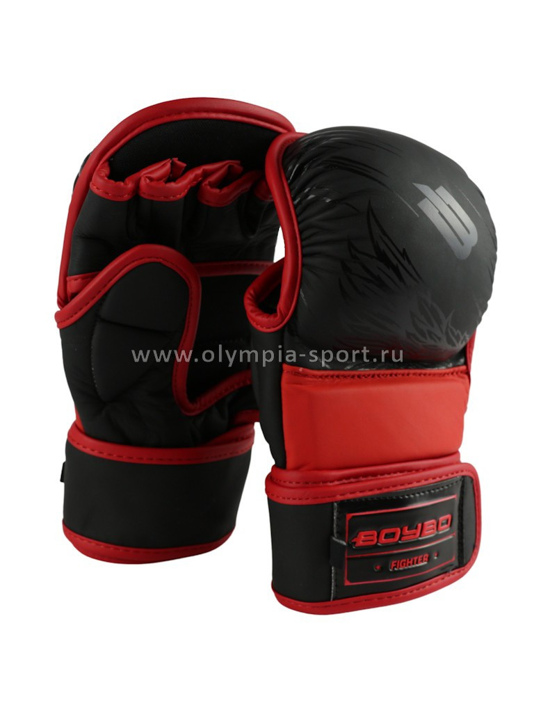 Перчатки MMA Boybo Wings кожа черно-красные